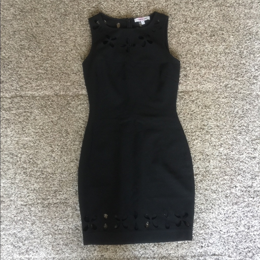 Elizabeth James black dress with flowers
